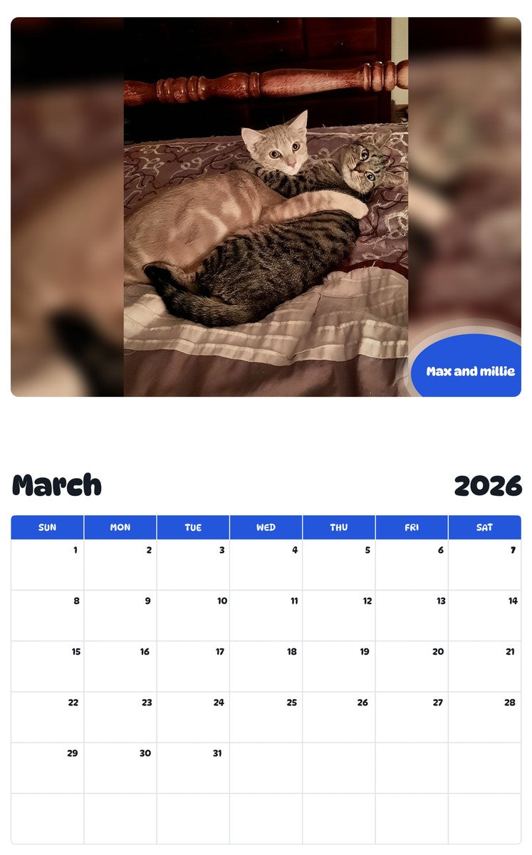 November 2025 - October 2026 Max and millie - Pawidols Pet Calendar