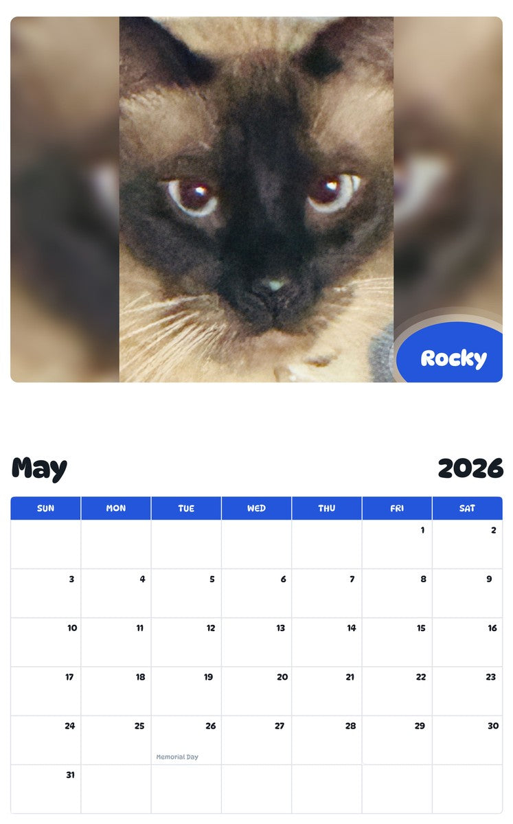 2026 - 2027 Rocky - Pawidols Pet Calendar