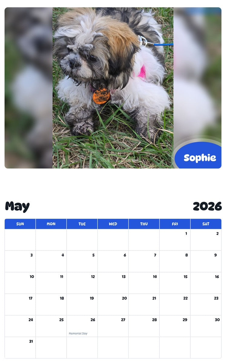 2026 - 2027 Sophie - Pawidols Pet Calendar