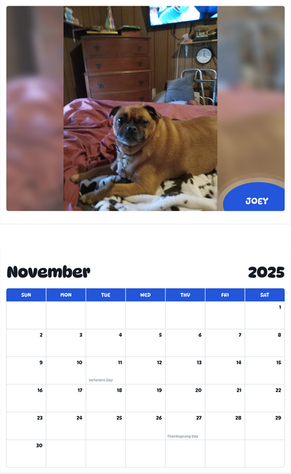 July 2025 - June 2026 Joey - Pawidols Pet Calendar