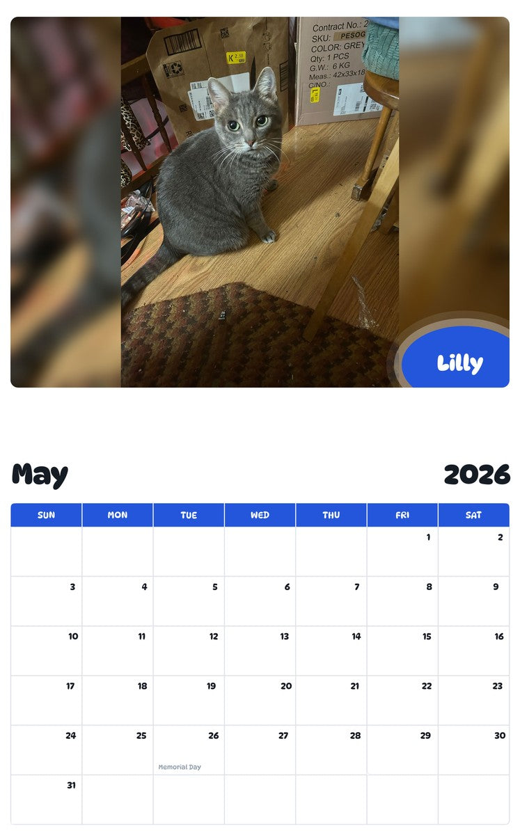 2026 - 2027 Lilly - Pawidols Pet Calendar