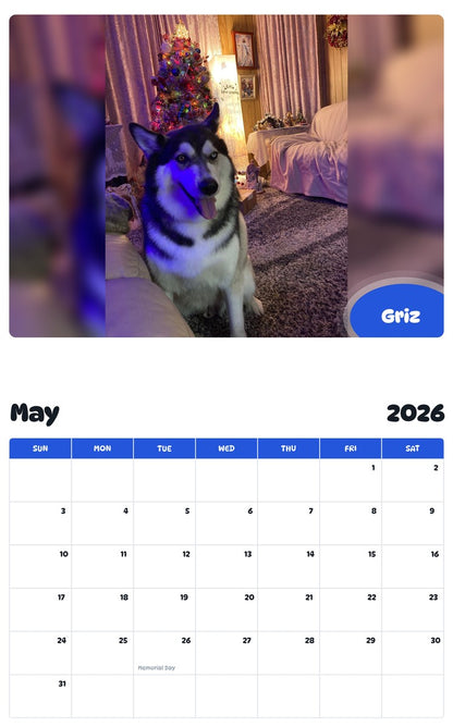 2026 - 2027 Griz - Pawidols Pet Calendar