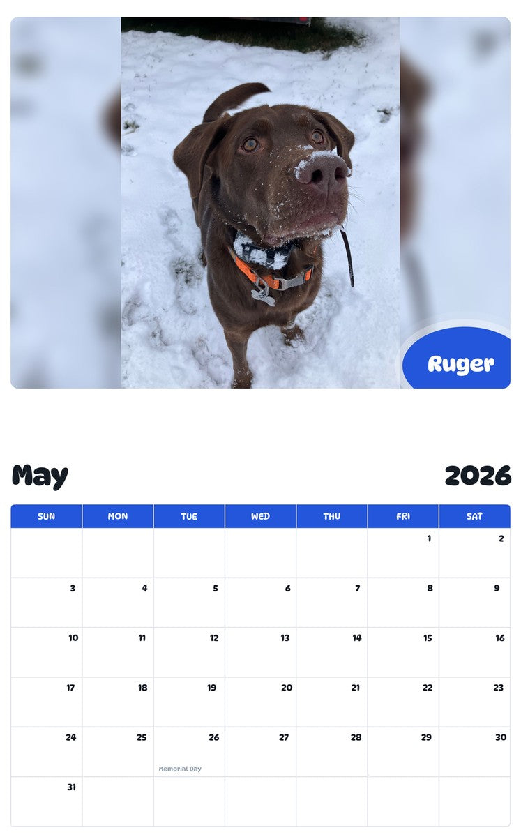 2026 - 2027 Ruger - Pawidols Pet Calendar