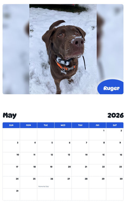2026 - 2027 Ruger - Pawidols Pet Calendar