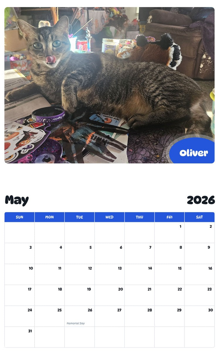 2026 - 2027 Oliver - Pawidols Pet Calendar