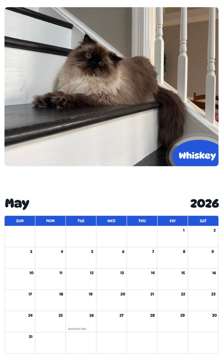 2026 - 2027 Whiskey - Pawidols Pet Calendar