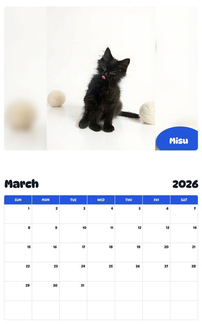 November 2025 - October 2026 Misu - Pawidols Pet Calendar