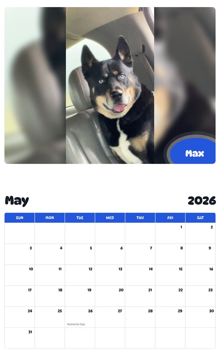 2026 - 2027 Max - Pawidols Pet Calendar