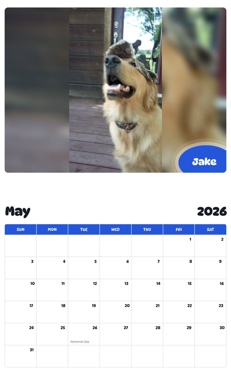2026 - 2027 Jake - Pawidols Pet Calendar