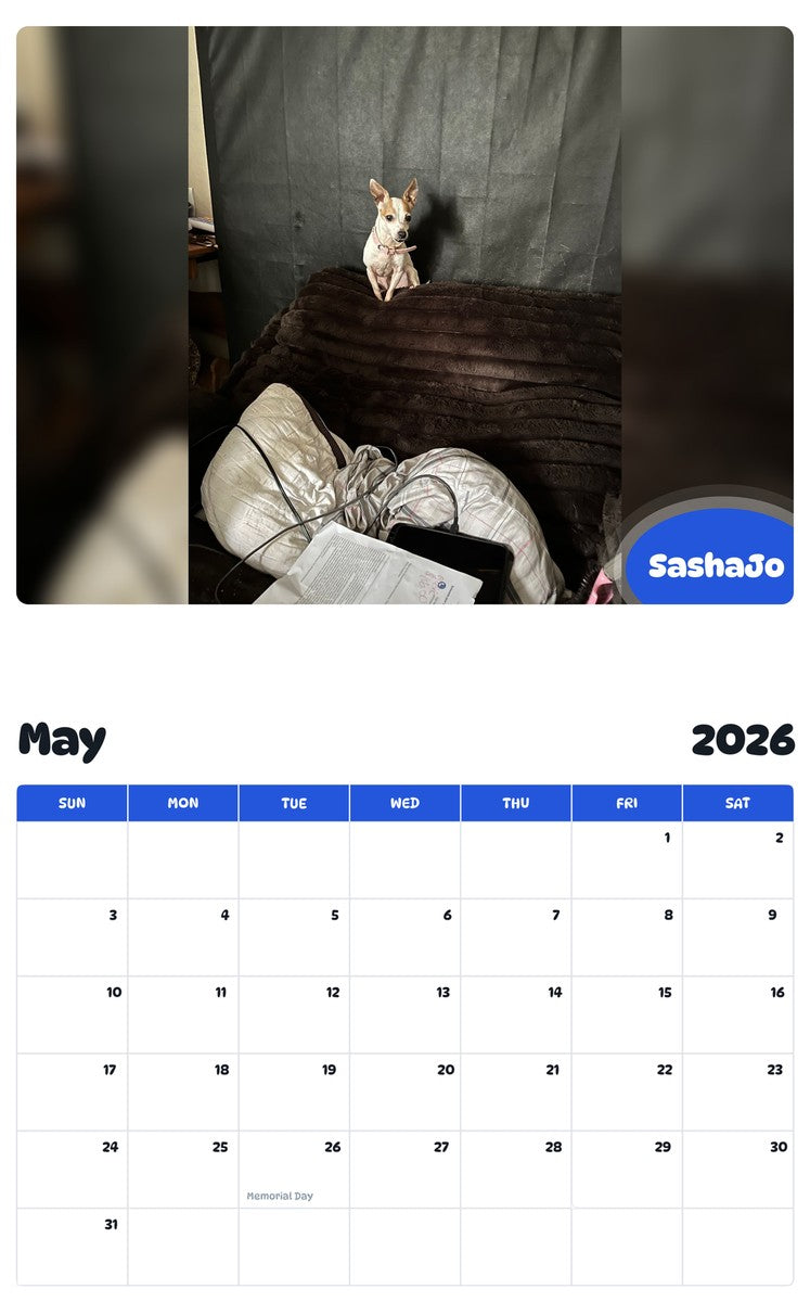 2026 - 2027 SashaJo - Pawidols Pet Calendar