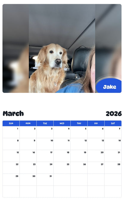 November 2025 - October 2026 Jake - Pawidols Pet Calendar