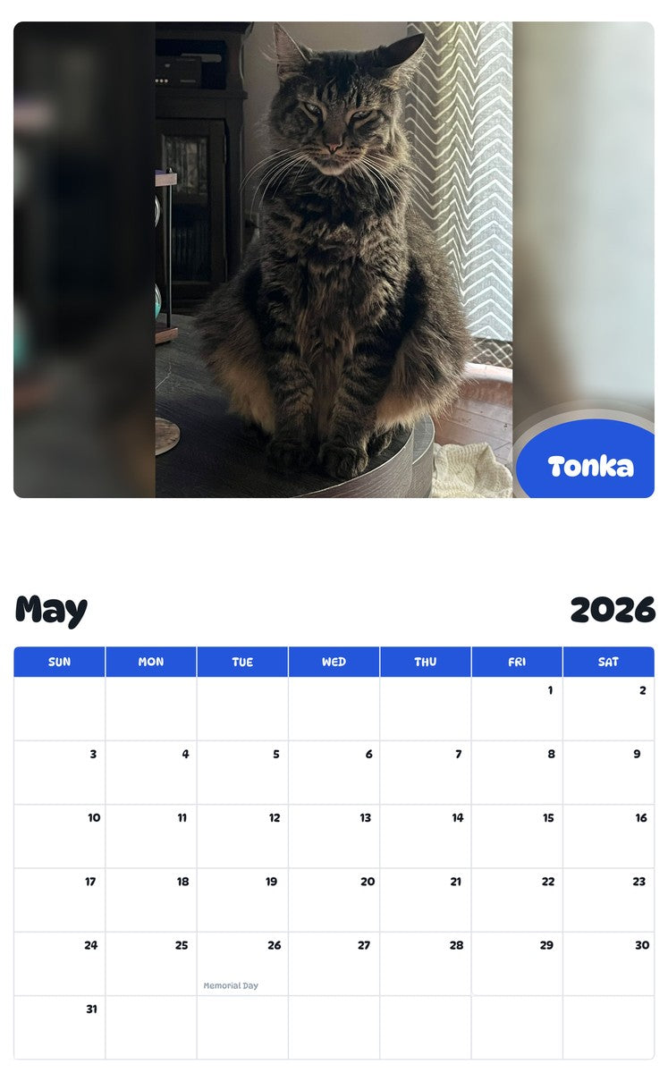 2026 - 2027 Tonka - Pawidols Pet Calendar