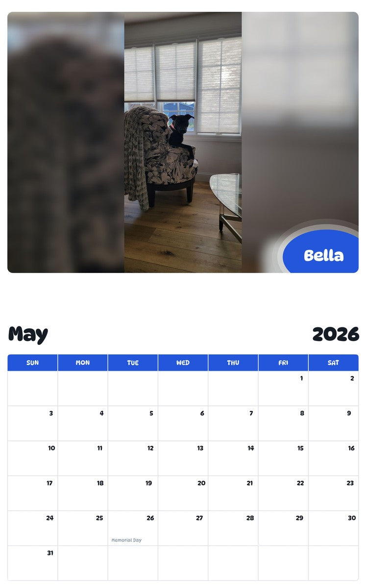 2026 - 2027 Bella - Pawidols Pet Calendar