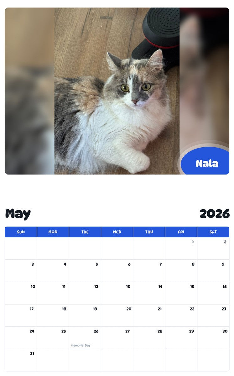 2026 - 2027 Nala - Pawidols Pet Calendar