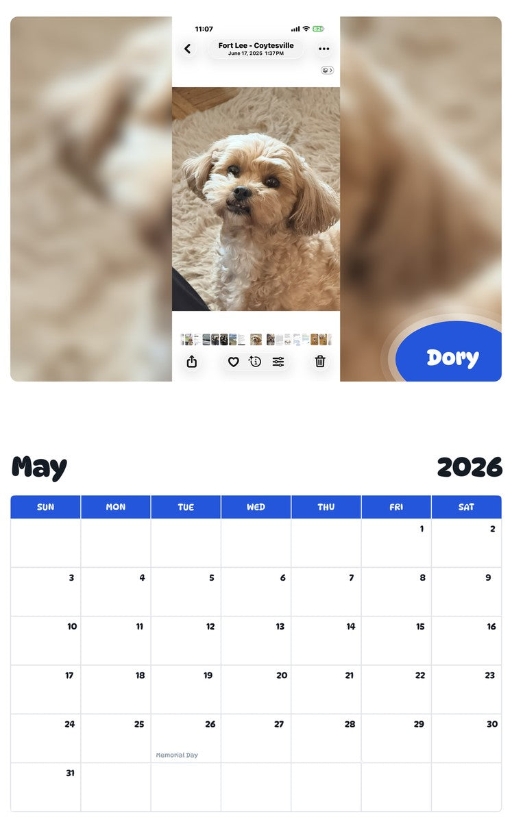 2026 - 2027 Dory - Pawidols Pet Calendar