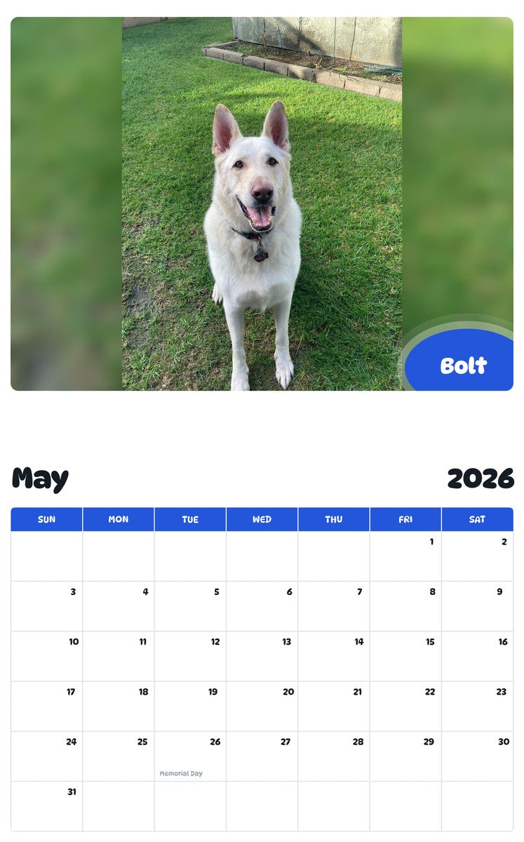 2026 - 2027 Bolt - Pawidols Pet Calendar
