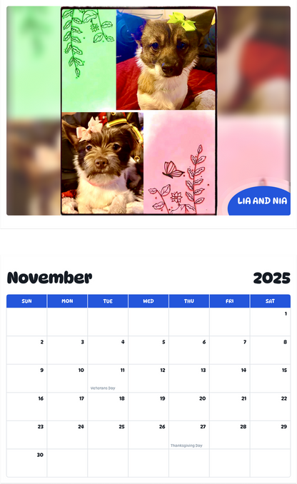July 2025 - June 2026 Lia and Nia - Pawidols Pet Calendar