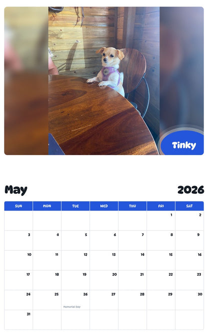2026 - 2027 Tinky - Pawidols Pet Calendar