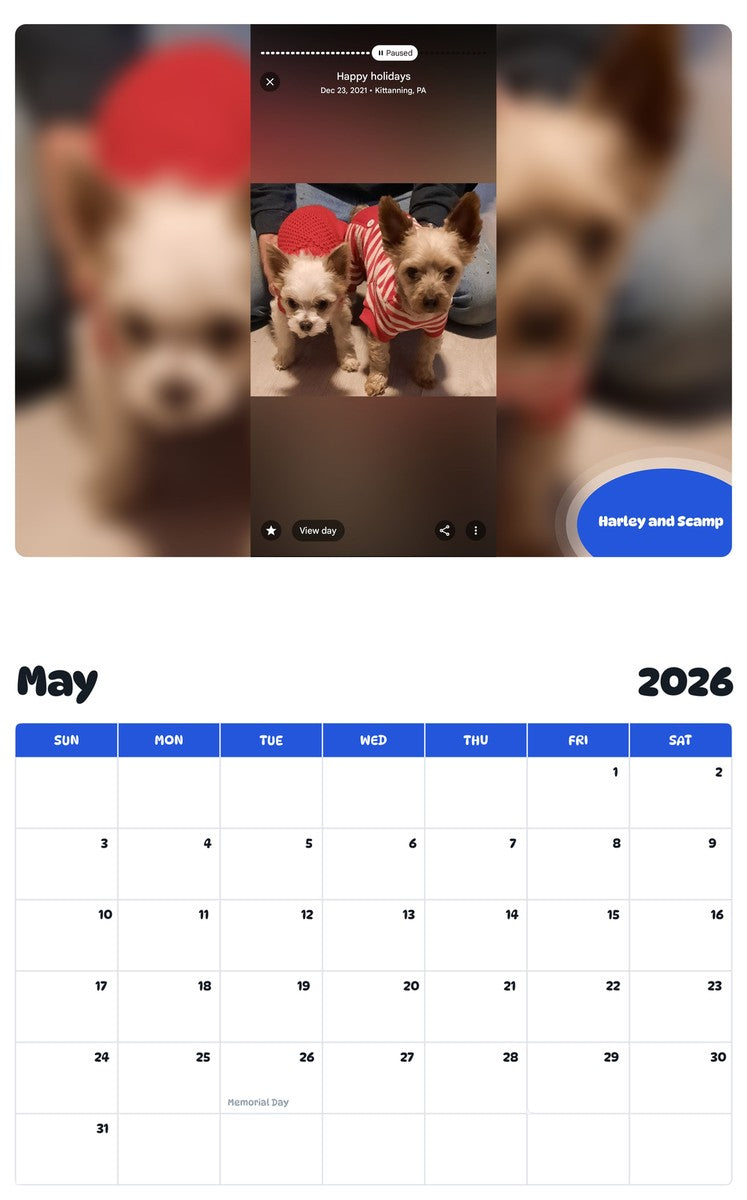 2026 - 2027 Harley and Scamp - Pawidols Pet Calendar