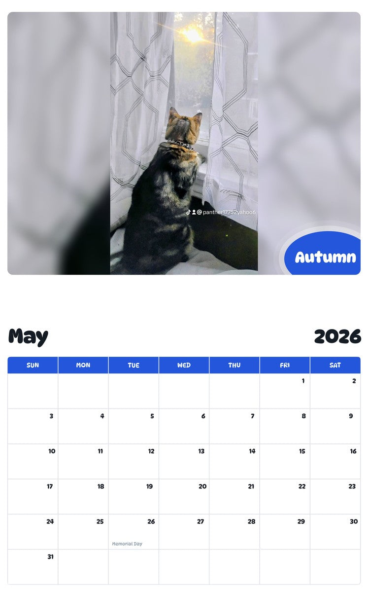 2026 - 2027 Autumn - Pawidols Pet Calendar