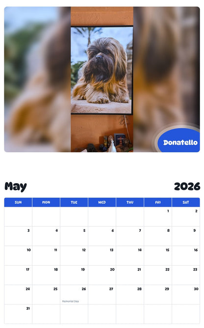 2026 - 2027 Donatello - Pawidols Pet Calendar