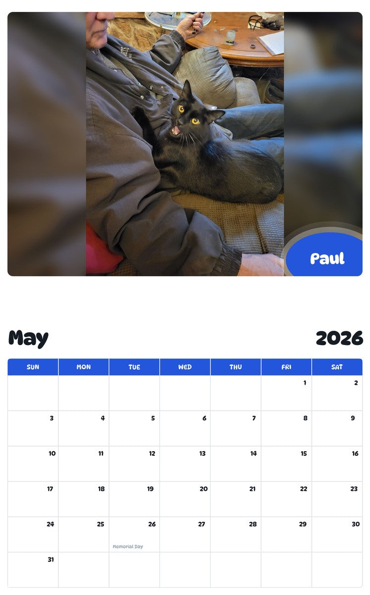 2026 - 2027 Paul - Pawidols Pet Calendar