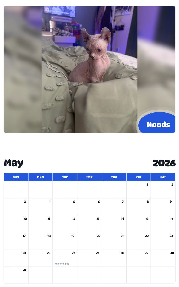 2026 - 2027 Noods - Pawidols Pet Calendar