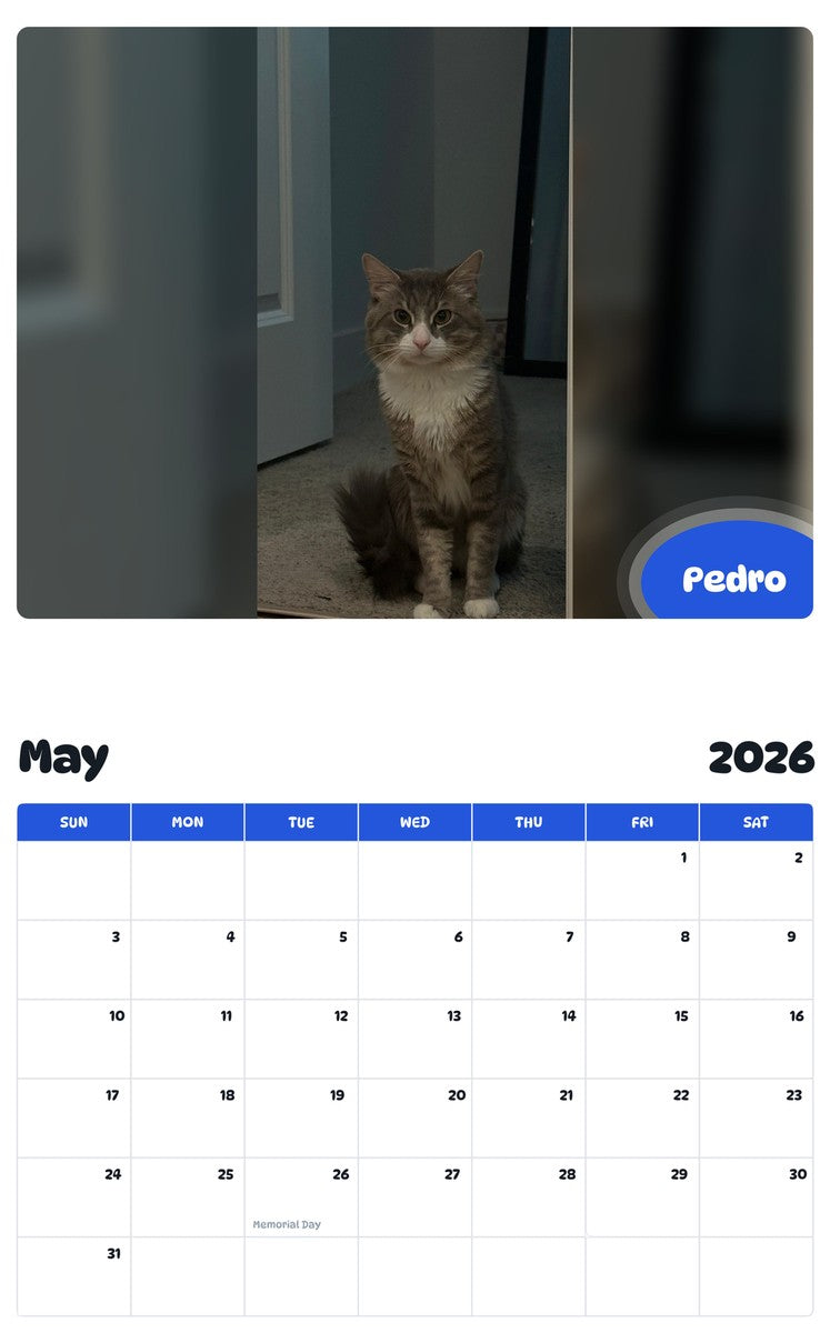 2026 - 2027 Pedro - Pawidols Pet Calendar