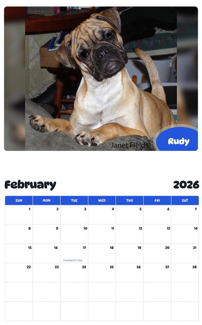 November 2025 - October 2026 Rudy - Pawidols Pet Calendar