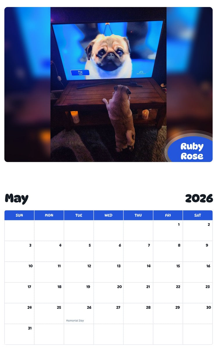 2026 - 2027 Ruby Rose - Pawidols Pet Calendar