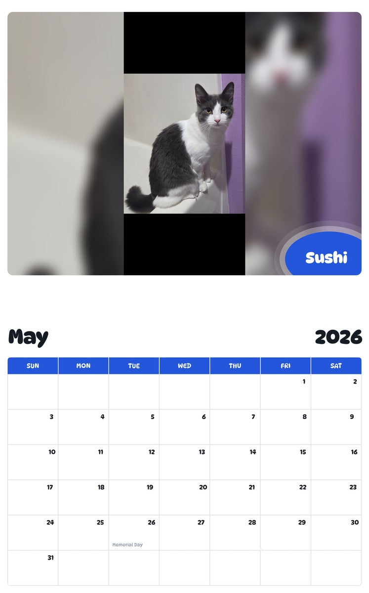 2026 - 2027 Sushi - Pawidols Pet Calendar