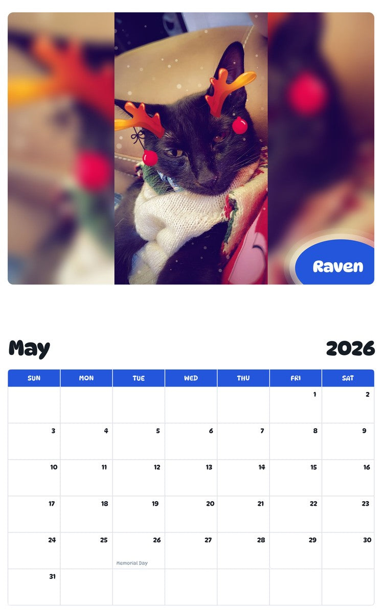 2026 - 2027 Raven - Pawidols Pet Calendar