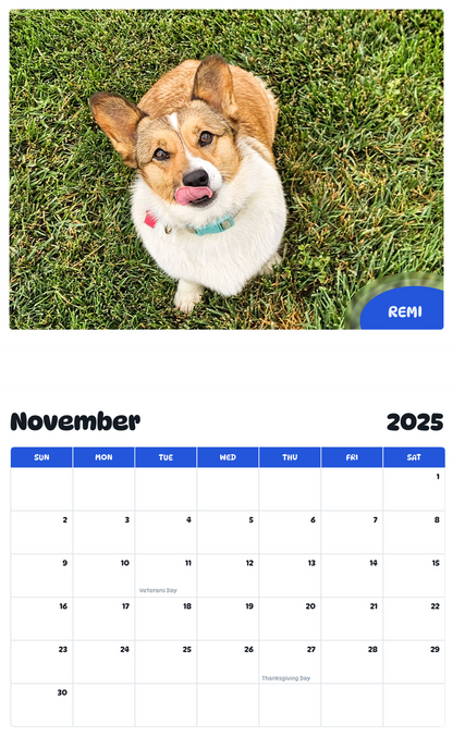 July 2025 - June 2026 Remi - Pawidols Pet Calendar