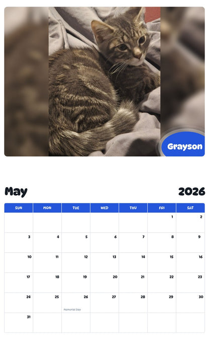 2026 - 2027 Grayson - Pawidols Pet Calendar