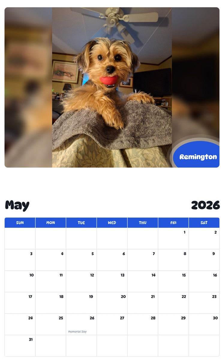 2026 - 2027 Remington - Pawidols Pet Calendar