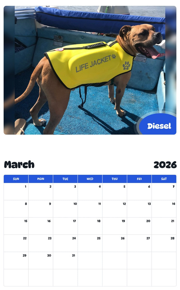 November 2025 - October 2026 Diesel - Pawidols Pet Calendar