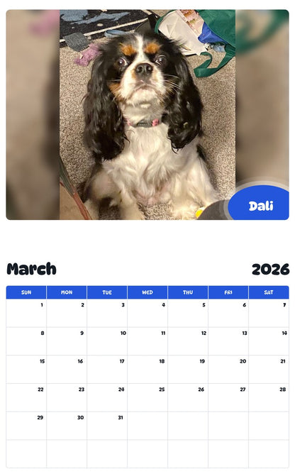November 2025 - October 2026 Dali - Pawidols Pet Calendar