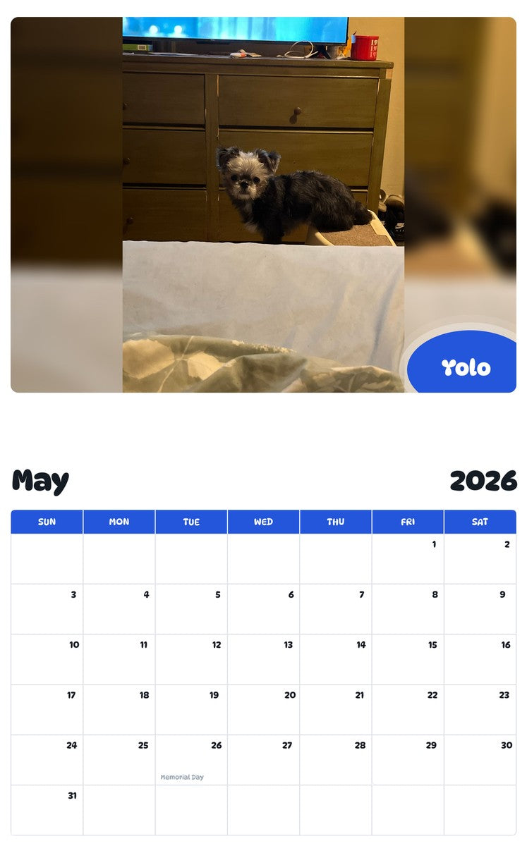 2026 - 2027 Yolo - Pawidols Pet Calendar