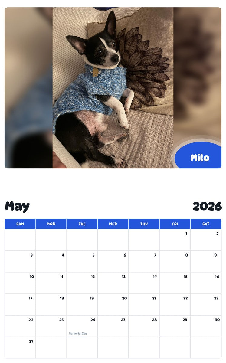 2026 - 2027 Milo - Pawidols Pet Calendar