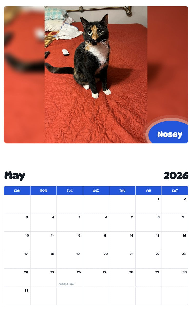 2026 - 2027 Nosey - Pawidols Pet Calendar