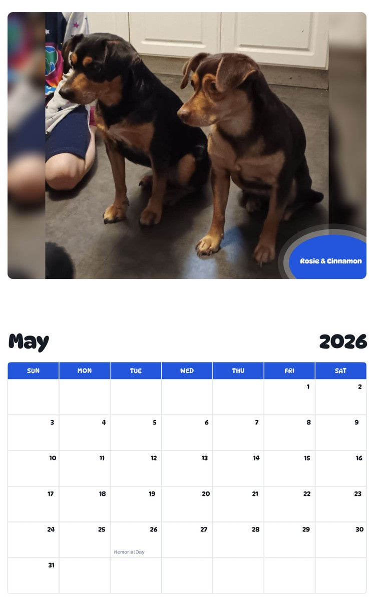 2026 - 2027 Rosie & Cinnamon - Pawidols Pet Calendar