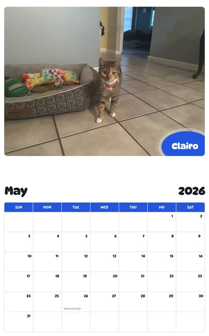 2026 - 2027 Clairo - Pawidols Pet Calendar