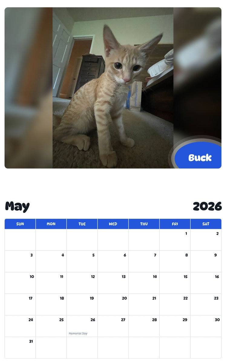 2026 - 2027 Buck - Pawidols Pet Calendar
