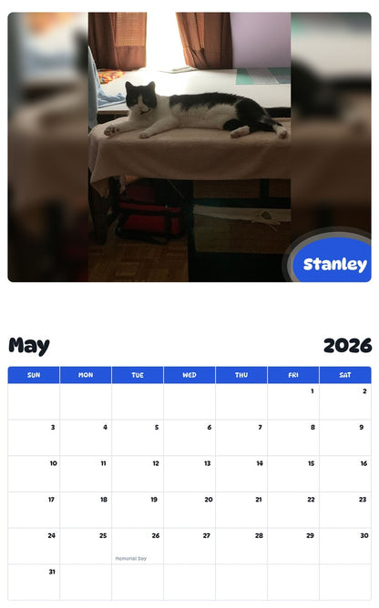 2026 - 2027 Stanley - Pawidols Pet Calendar