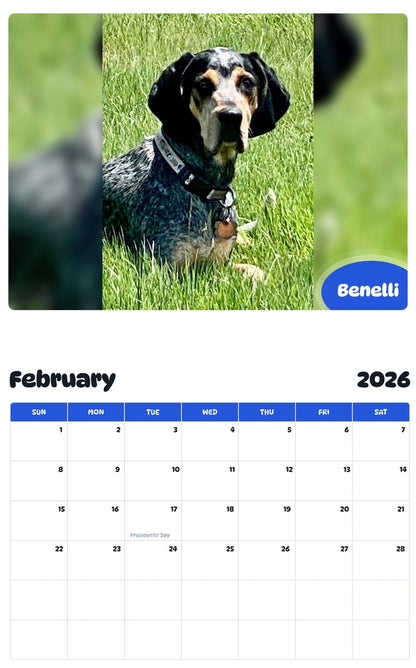 October 2025 - September 2026 Benelli - Pawidols Pet Calendar