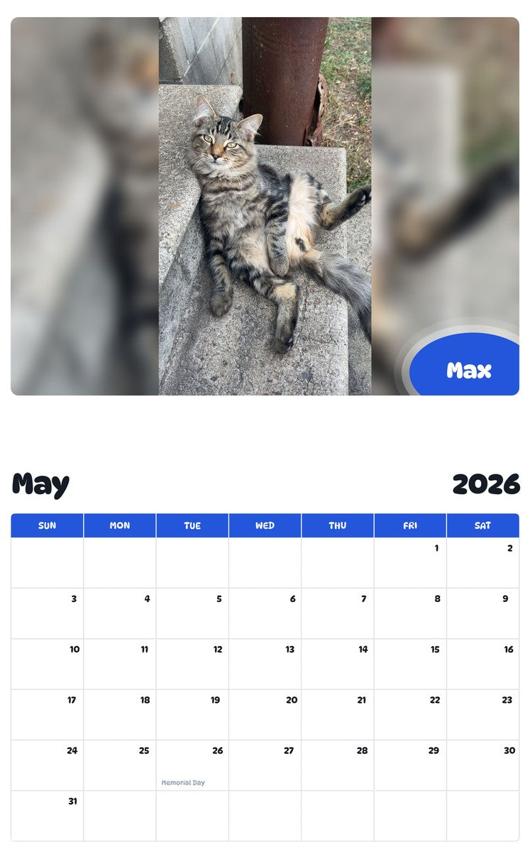 2026 - 2027 Max - Pawidols Pet Calendar
