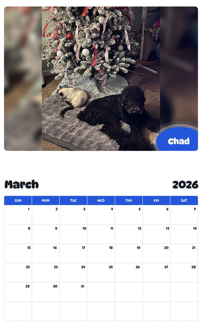 November 2025 - October 2026 Chad - Pawidols Pet Calendar