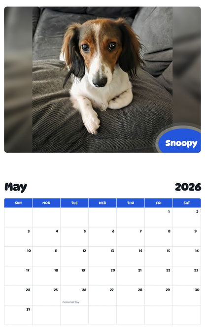 2026 - 2027 Snoopy - Pawidols Pet Calendar