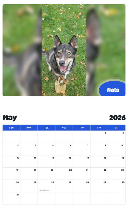 2026 - 2027 Nala - Pawidols Pet Calendar