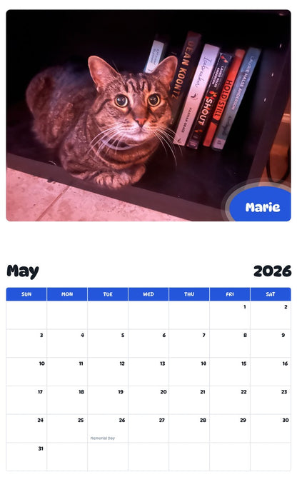 2026 - 2027 Marie - Pawidols Pet Calendar